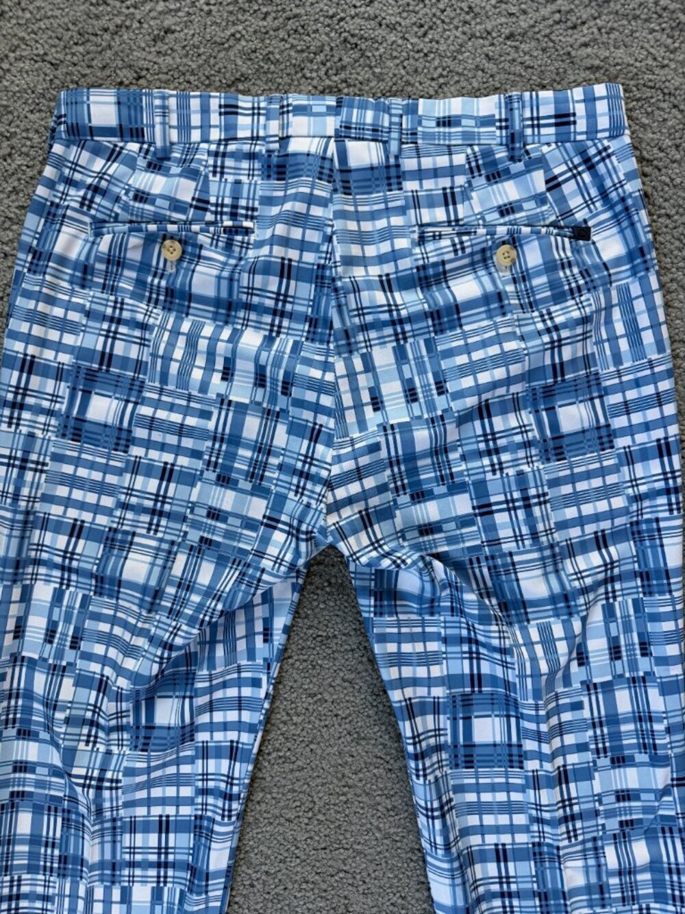 Peter Millar Crown Crafted "Stealth Madras" Golf Pants Blue Patchwork Sz. 33/32 - Picture 9 of 10